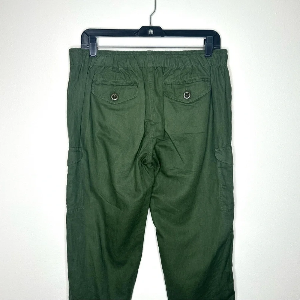 J. Crew Linen Blend Green Cargo Pants for Women Size 2